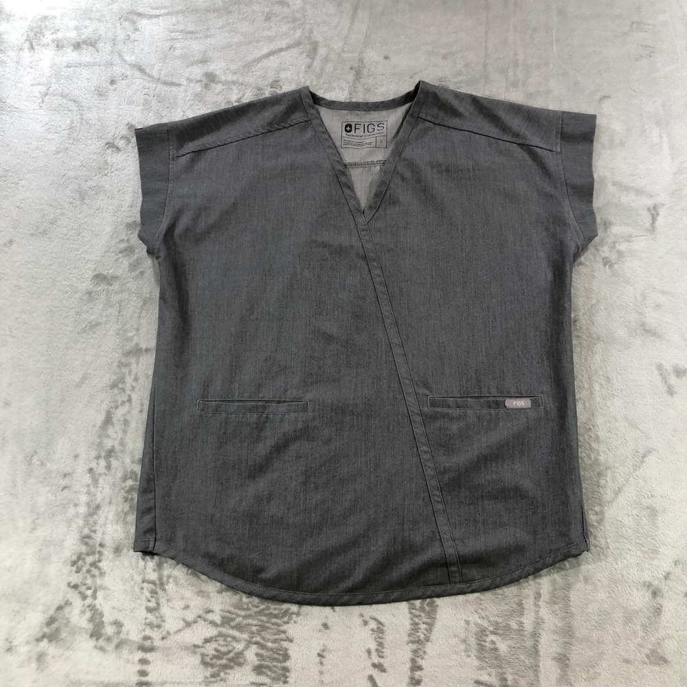 FIGS Shirt Womens Small Gray Technical Collection Scrub Top V Neck RN TW2008